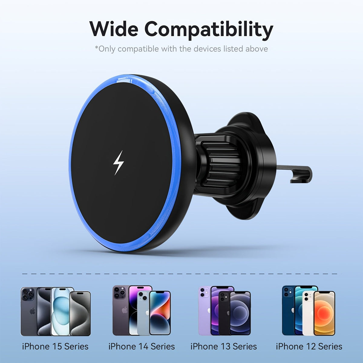 MagSafe Car Mount 15W Magnetic Wireless Charger – Air Vent Phone Holder for iPhone 16 15 14 13 12 Pro Max, LED Indicator, Mag-Safe Compatible