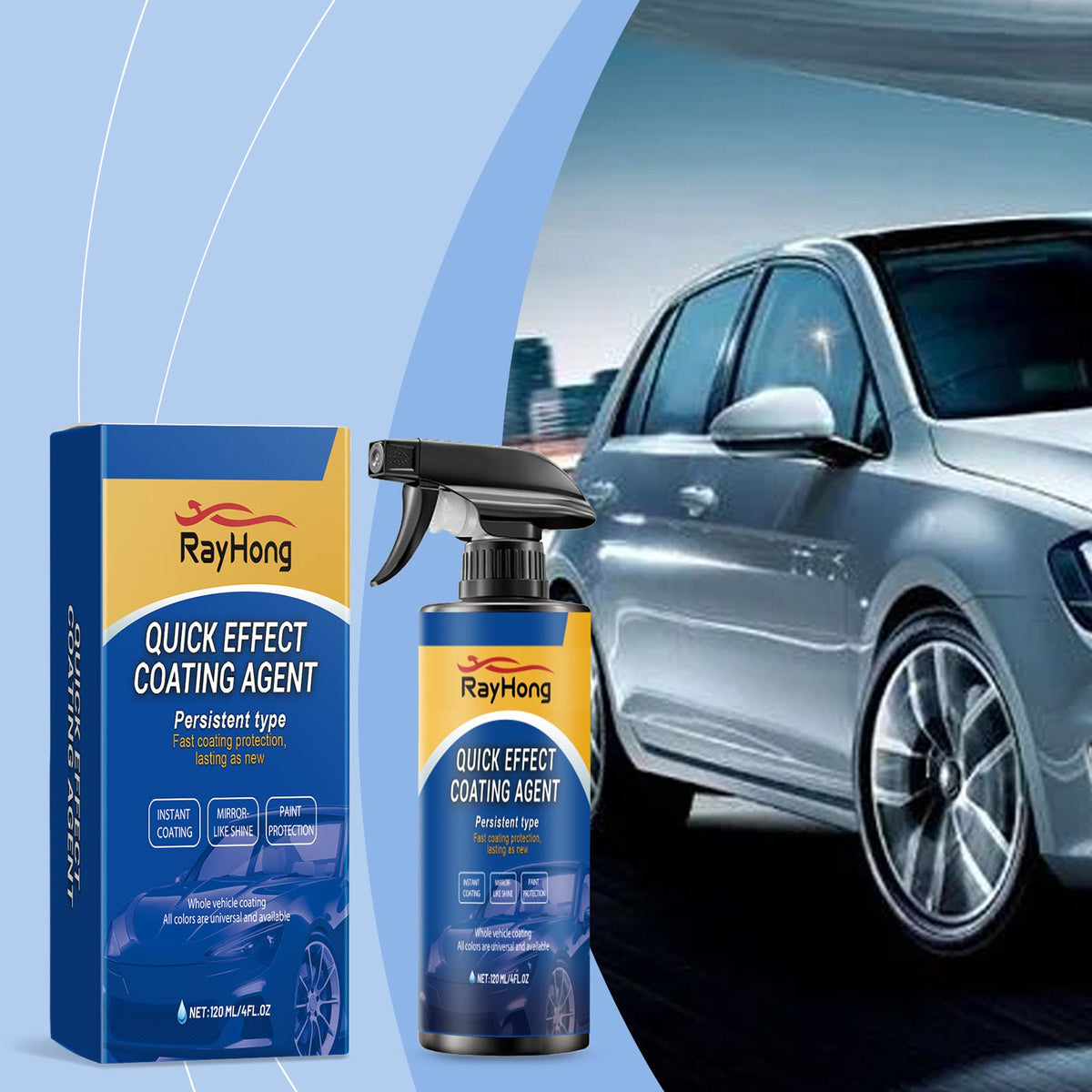 Car Coating Spray – Waterless Wash, Polish & Paint Protection | Quick-Effect Glass Cleaner for All Vehicles