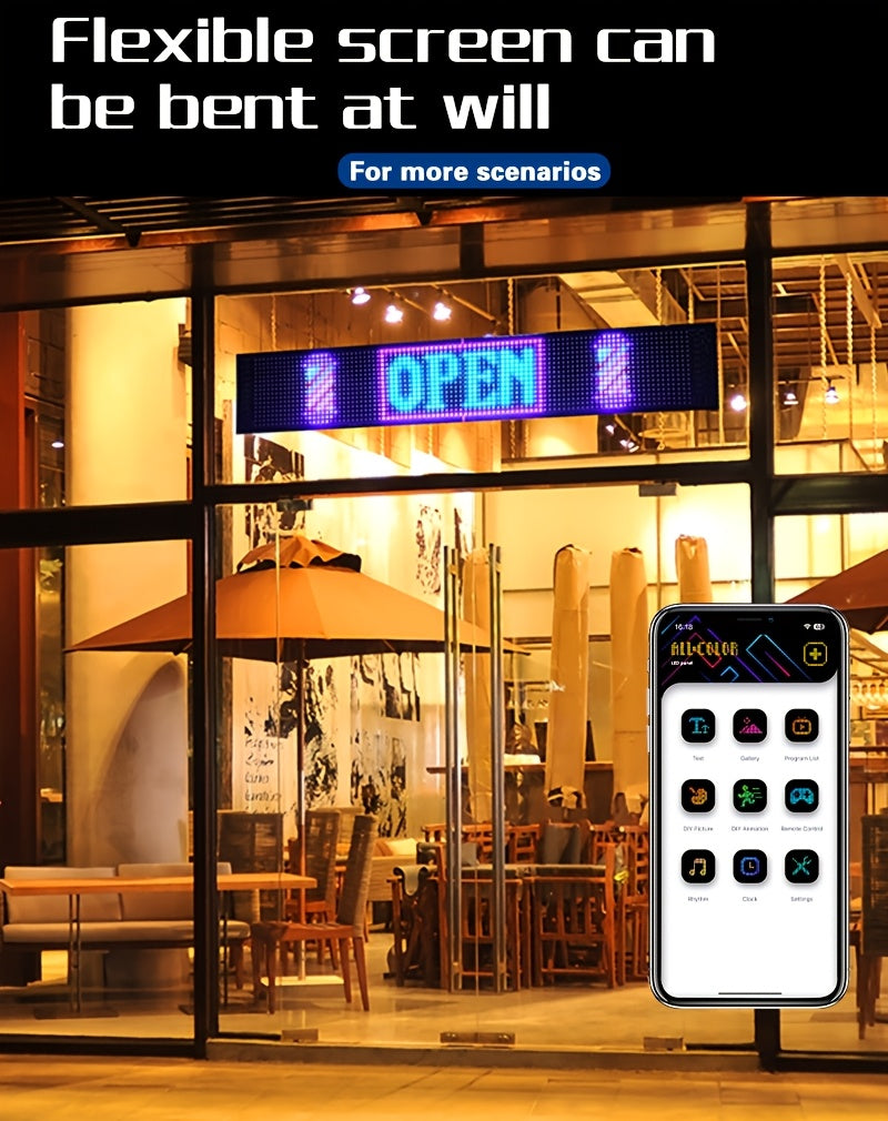 Programmable Scrolling LED Car Sign with App & Remote Control, USB Powered DIY Text Animation Graffiti Pattern, Rolling Display for Trucks SUVs Store Bar Hotel