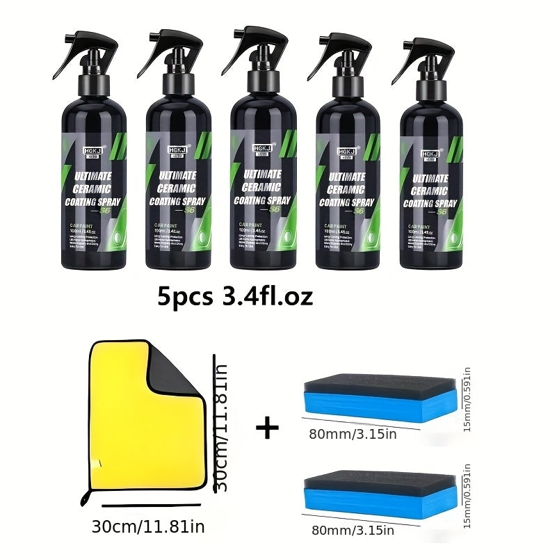 Ceramic Car Coating Spray – Paint Protection & Renewal Agent, Fast-Acting Hydrophobic Shield for All Car Surfaces | Multi-Size Options