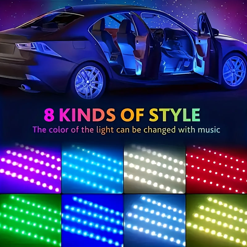 Car LED Ambient Light Strip – USB Powered Neon Footwell Interior Atmosphere Light, High Brightness, Easy Install, No Battery Required