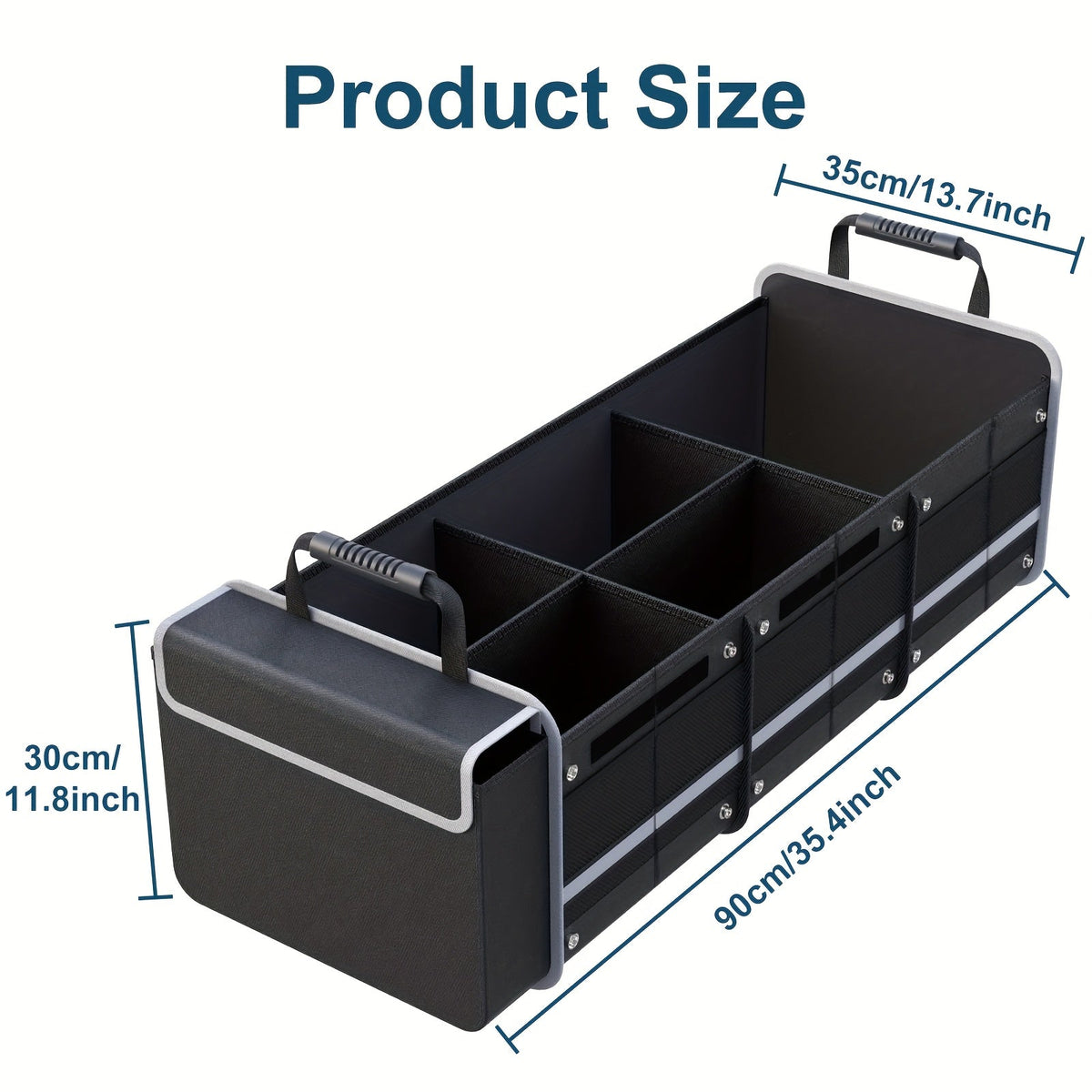 Insulated Car Trunk Organizer with Cooler Bag – Heavy-Duty Foldable 3-Compartment Storage with Lid, Leakproof Lining & Adjustable Dividers for Car Truck SUV