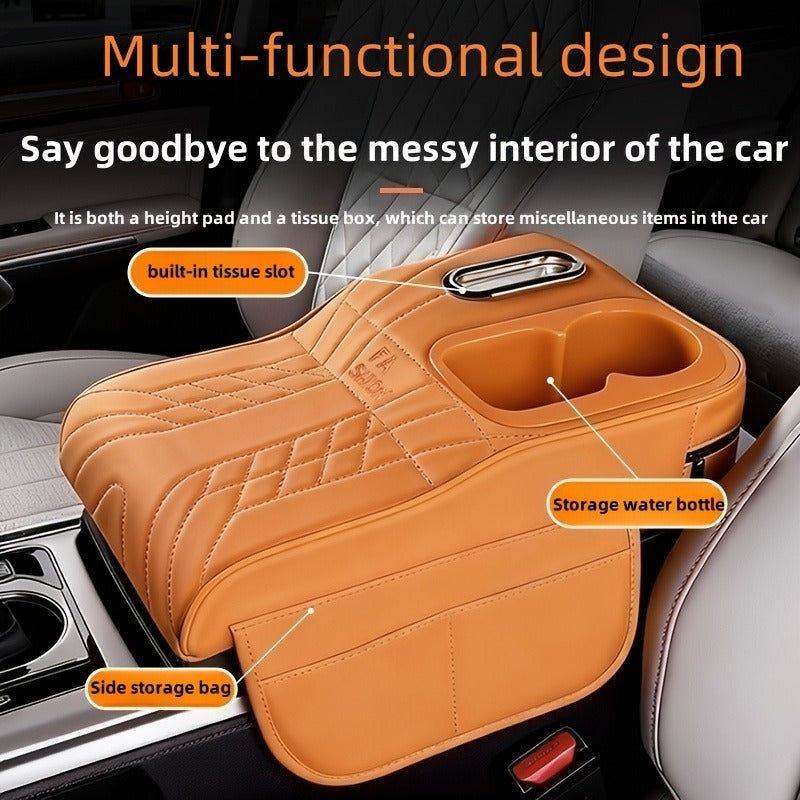 Car Center Console Organizer Tray with Cup Holder & Tissue Box – Multi-Color Non-Slip Storage Mat for Vehicle Interior