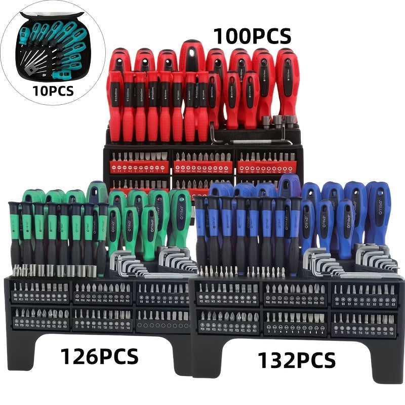 Precision Screwdriver Set 100/126/132PCS Insulated Magnetic Screwdriver Kit with Storage Rack for Electronics Auto Repair