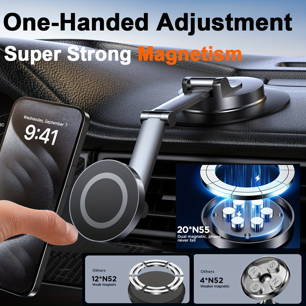 Magnetic Car Phone Mount – 360° Rotatable Dashboard Holder for iPhone & Smartphones | Strong Magnet Grip