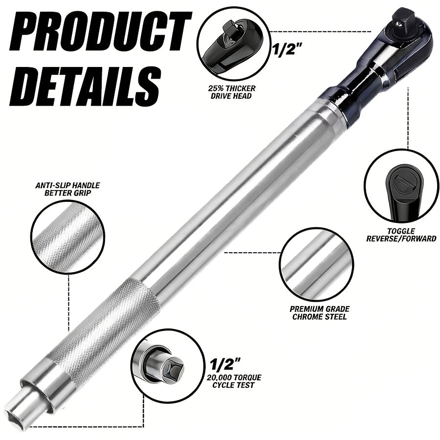 3-in-1 Impact Wrench Extender 1/2" | Offset Extension Ratchet & Electric Wrench Chrome Vanadium for Confined Spaces