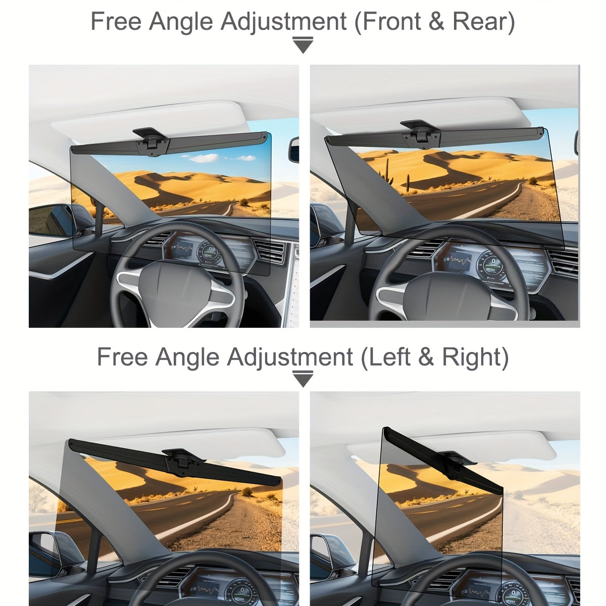 Car Sun Visor Extender 2 Pack - Anti-Glare UV400 Protection, Adjustable Safety Buckle Extension for Safe Comfortable Driving