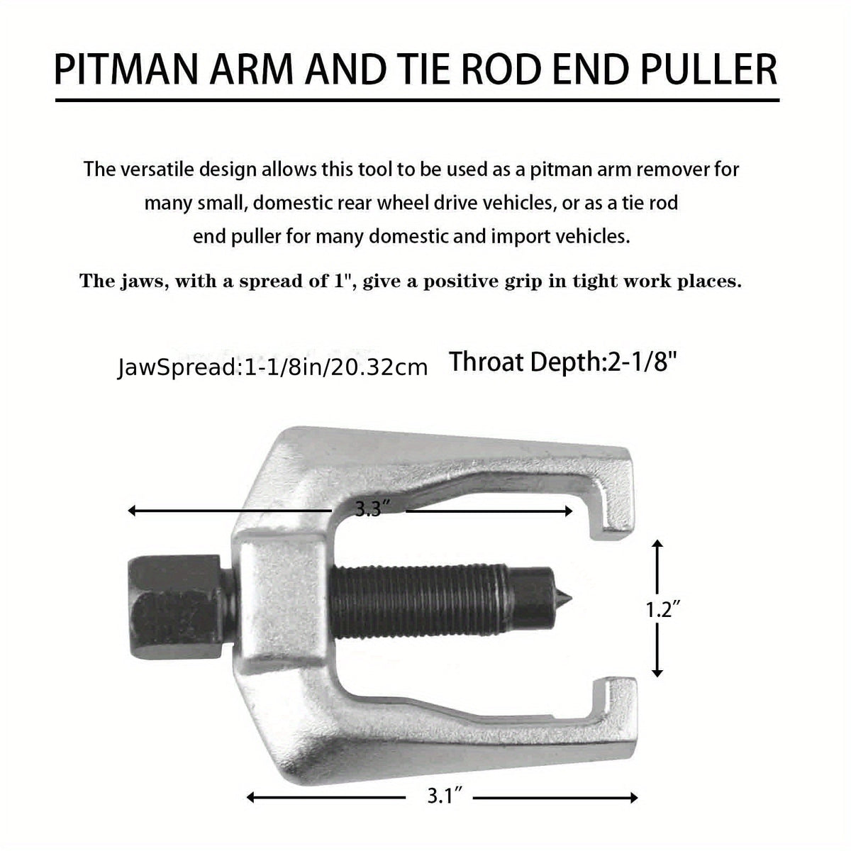Front End Service Kit 5-Piece Pitman Arm Puller Ball Joint Separator Tie Rod End Remover Forged Steel Universal Fit with Carrying Case