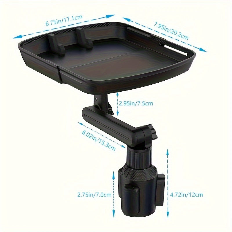 Car Cup Holder Phone Mount Tray – 3-in-1 Expandable ABS Rotating Bracket, Universal Fit for Most Vehicles