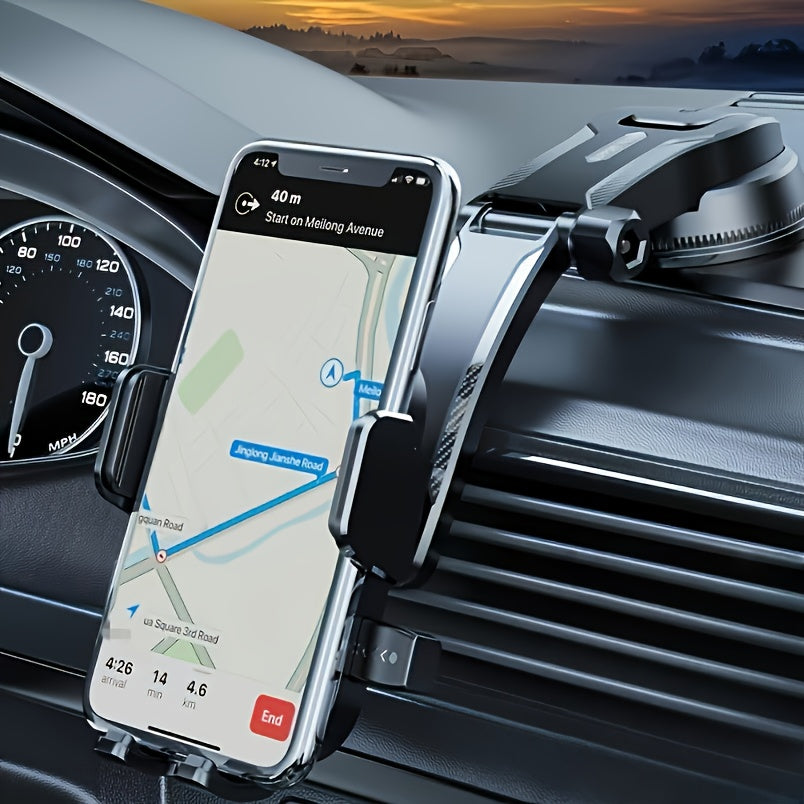 Car Phone Holder Suction Cup Mount – Universal Dashboard Stand | Adjustable Portrait & Landscape for All Smartphones