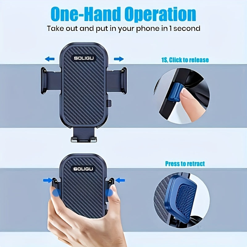 Soligu Universal Car Phone Holder Mount – Dashboard Adhesive, Adjustable Vertical & Horizontal, High Stability, All Phones