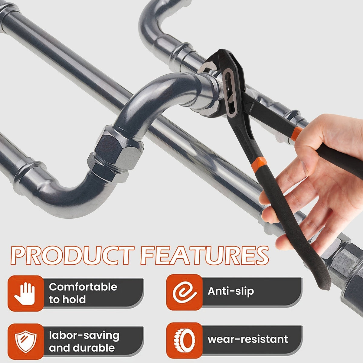 Adjustable Pump Pliers Chrome Vanadium Steel, Quick-Adjust Groove Joint Pliers with Roll-Up Pouch, 10 Inch / 12 Inch