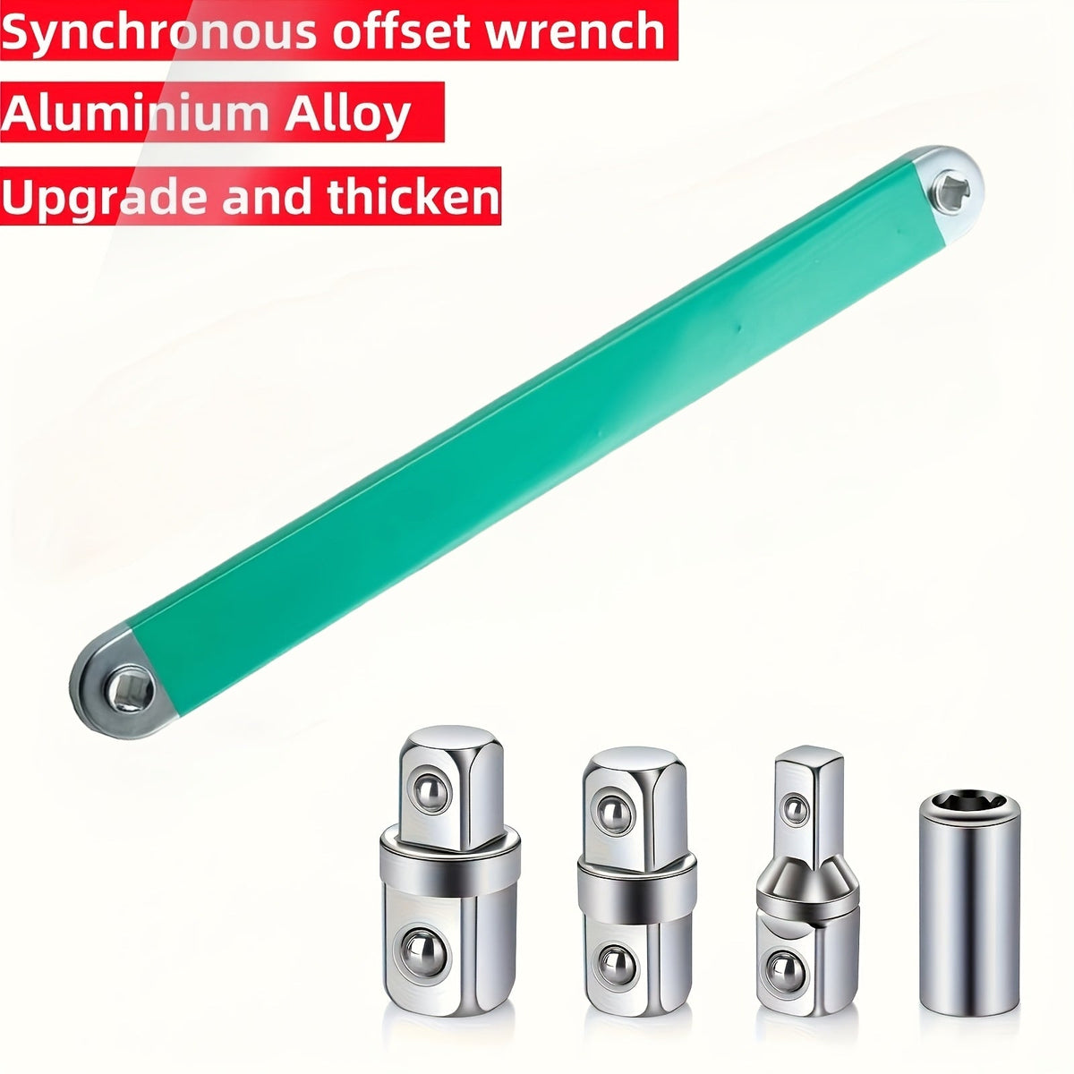 Offset Extension Wrench 15-Inch – Impact-Ready Socket Wrench with 1/4", 3/8" & 1/2" Square Drive Adapters for Tight Spaces