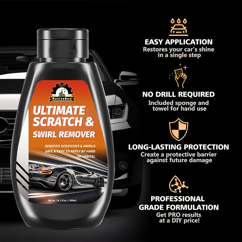 Car Scratch & Swirl Remover Polish 10.14oz – Pro-Grade Paint Cleaner for Hand or Machine Application, Restores Shine & Gloss (1, 2 or 3 Bottles)