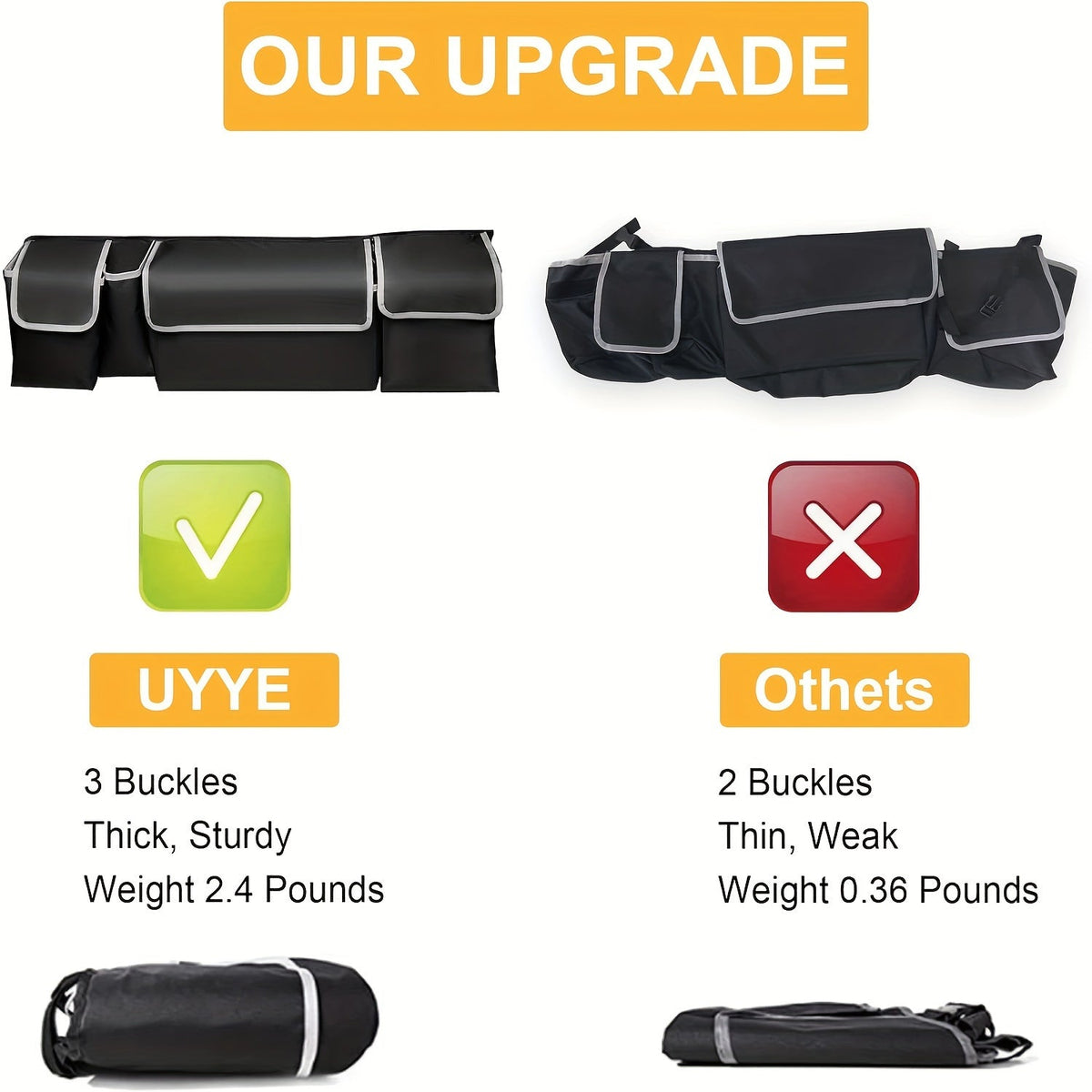Car Trunk Organizer Foldable – 4-Pocket Rear Seat Hanging Storage Bag for SUV Truck MPV Jeep | Cargo Purse Holder Universal Fit Black