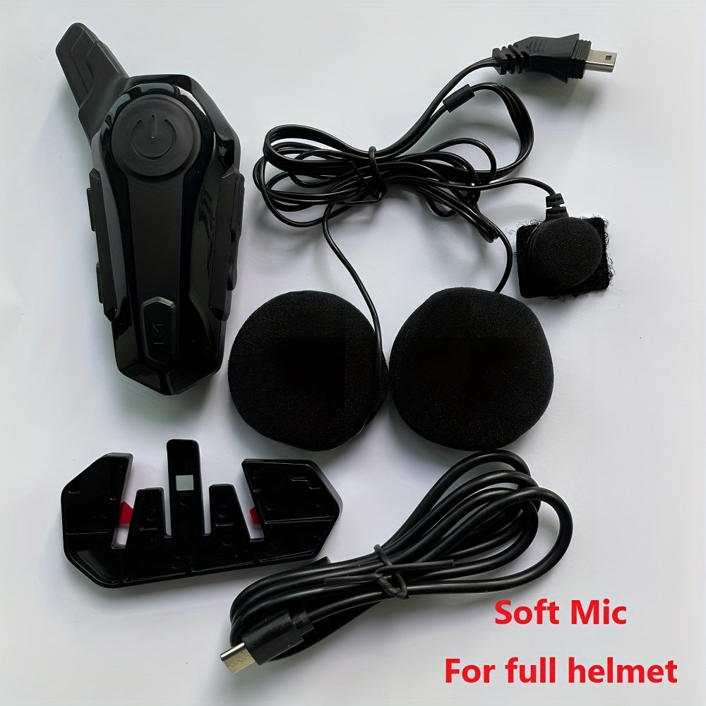 Motorcycle Helmet Bluetooth Intercom Headset – Wireless 2-Rider Communication, Compatible with Full-Face, 3/4 & Open-Face Helmets