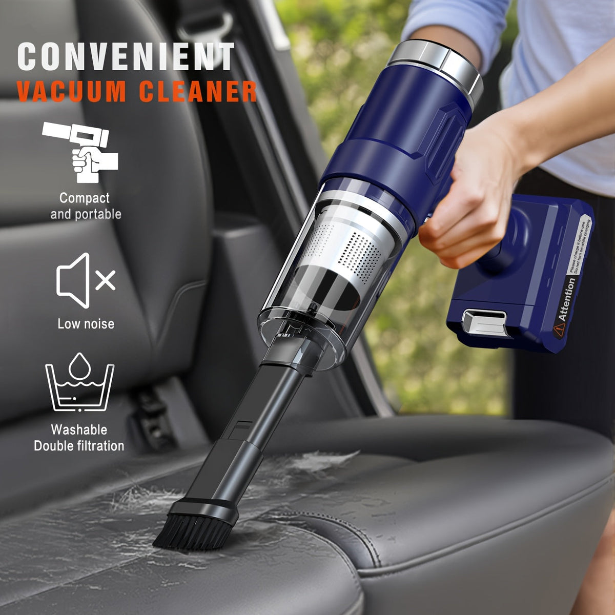Cordless Car Vacuum Cleaner, 5KPa Handheld Wireless Dust Collector, USB Rechargeable 2000mAh, One-Click Dust Cup, for Car RV Kitchen Floor Home, Multi-Color