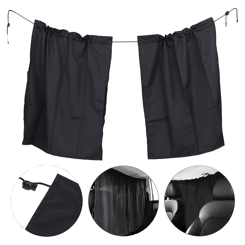 Car Curtains 99% Light Blocking 3PCS – Rear Seat Divider & Side Window Sunshade | Extra Large Universal Fit Sedan SUV Privacy Blackout