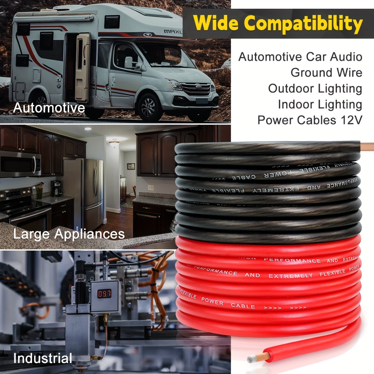 8 Gauge Wire 50ft CCA – 25ft Red & 25ft Black Power/Ground Cable for Car Audio, Amp, Speaker, Marine & Welding