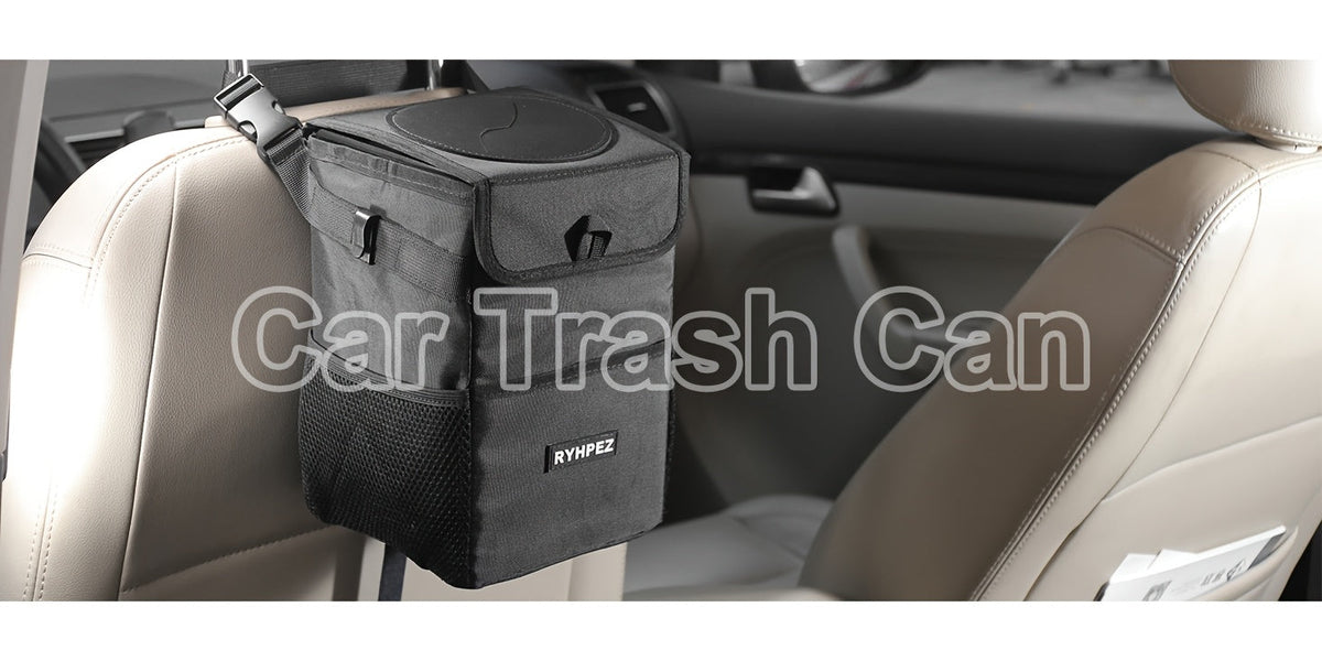 Car Trash Can Leakproof 2.1 Gallon – See-Through Window & Removable Liner | Garbage Bin Organizer for SUV Truck Vehicle Black Coffee