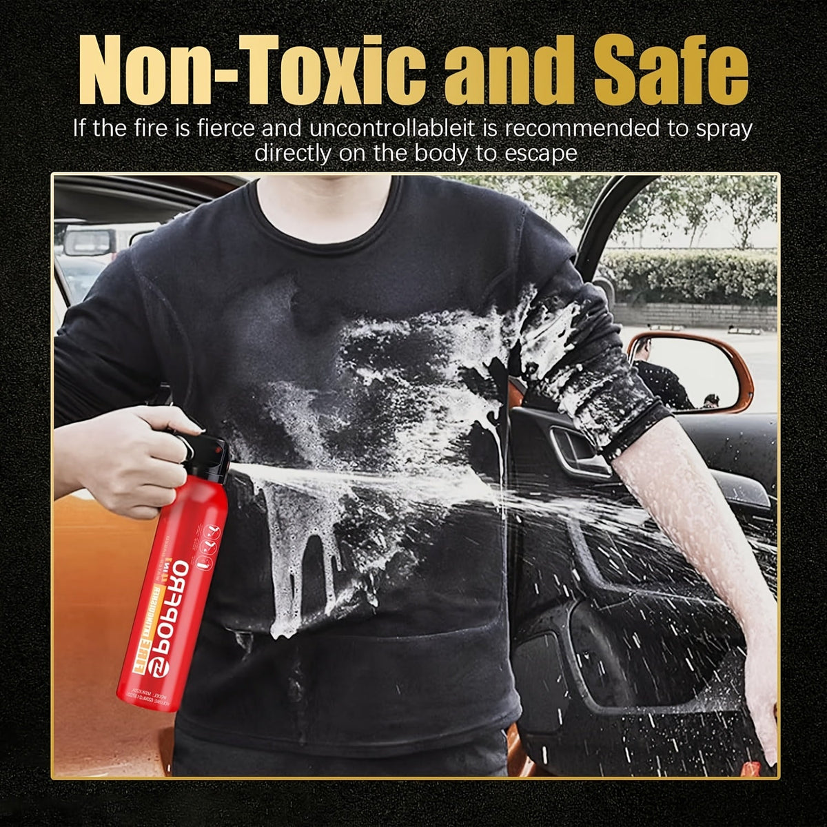 Portable Fire Extinguisher 4-in-1 for Home Garage Kitchen Car, Non-Toxic Easy-Clean Formula, Wall-Mounted, for Electrical & Textile Fires, 1 or 8 Bottles