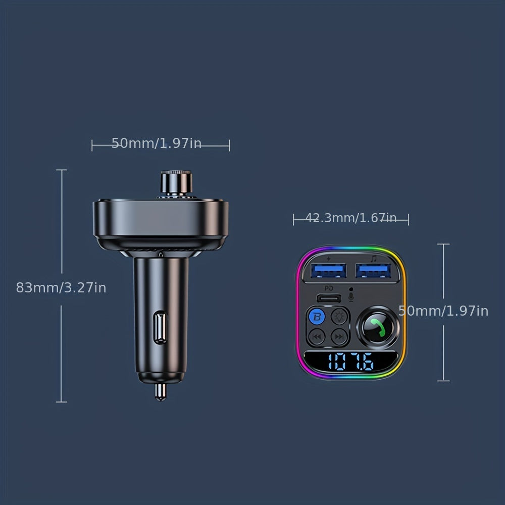 Bluetooth FM Transmitter for Car – Bluetooth 5.3, PD 30W & QC 3.0 Fast Charging, Hands-Free Calls, TF Card & USB Playback