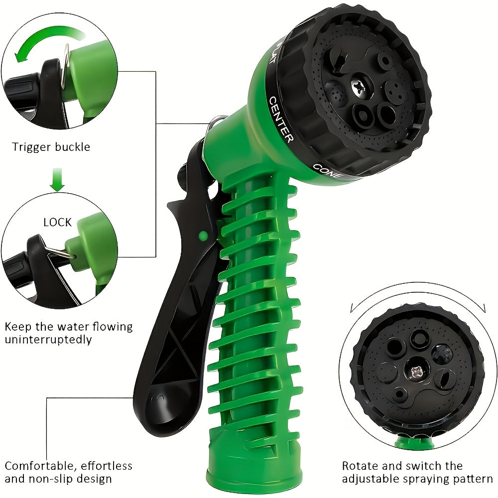 Car Wash Hose 100 Feet with 7-Pattern High-Pressure Nozzle, Lightweight Kink-Free Rustproof Garden Hose for Car Washing, Camping & Outdoor Cleaning