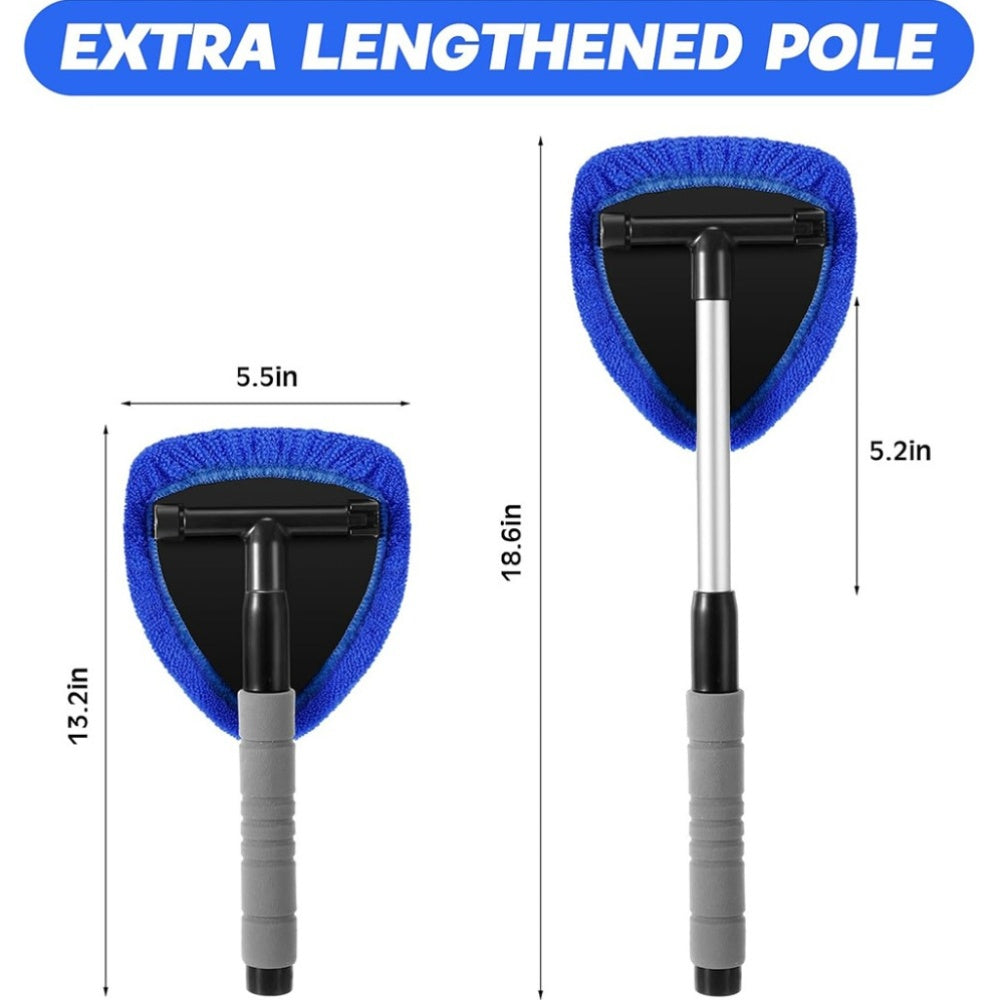 Car Windshield Cleaning Kit 10pc – Telescoping Handle, Microfiber & Chenille Covers for Interior & Exterior Glass