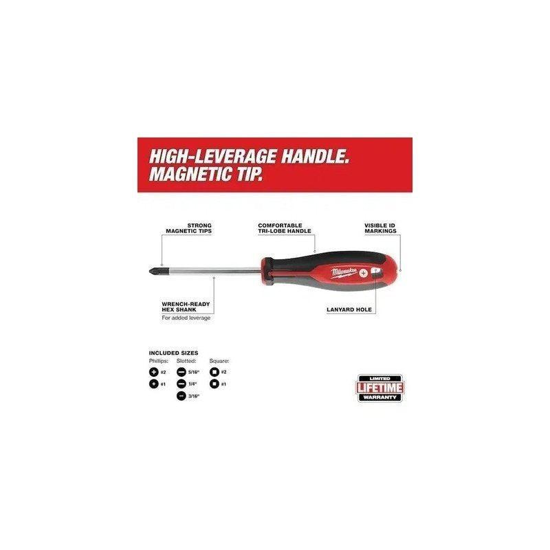Milwaukee 2710 Screwdriver Kit 10-Piece – Alloy Steel Hex Drivers with Magnetic Tips, Size-Marked Caps for Home & Professional Use