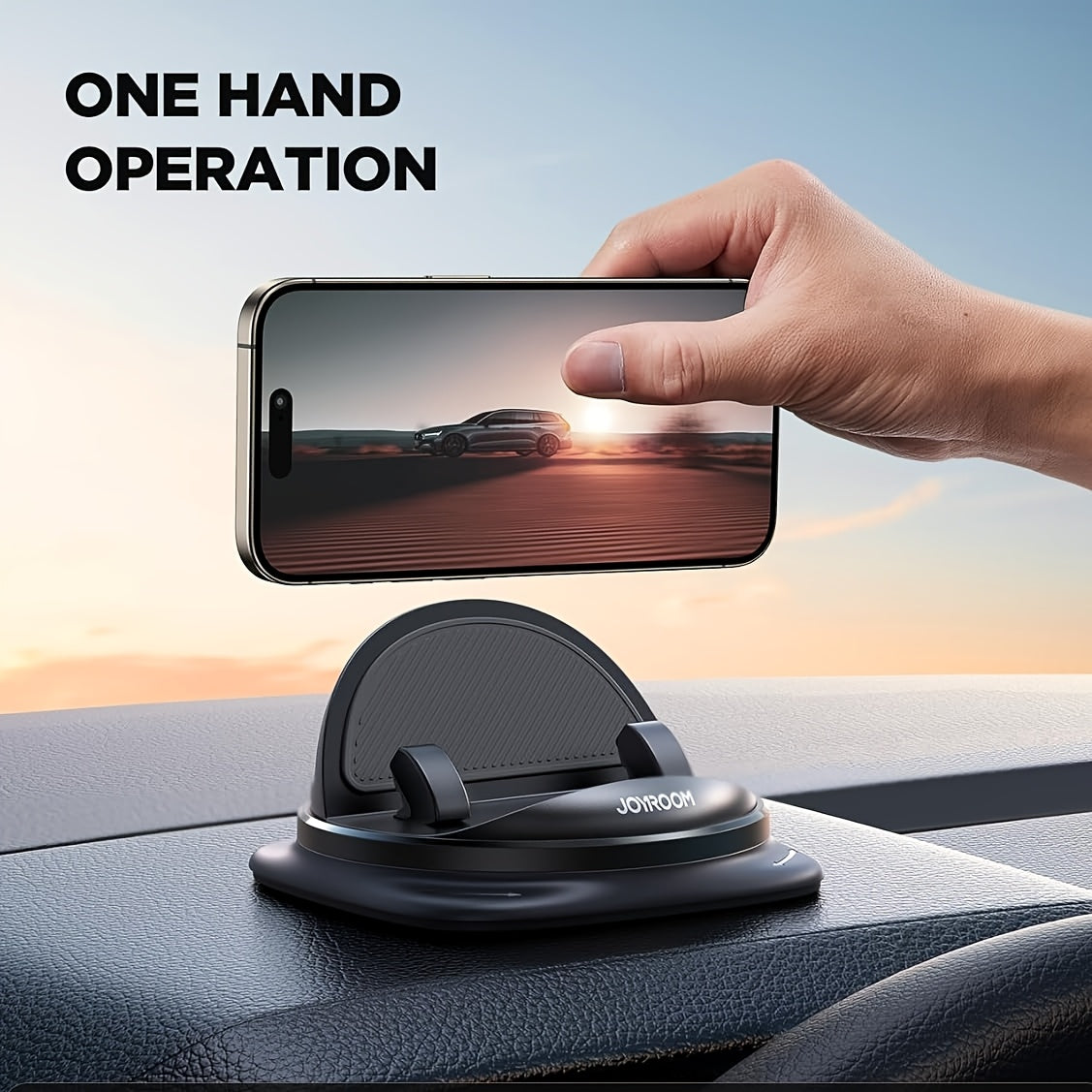 JOYROOM Dashboard Phone Mount Rotatable – Spring-Loaded Grip, Non-Slip ABS Car Holder for iPhone & All Smartphones