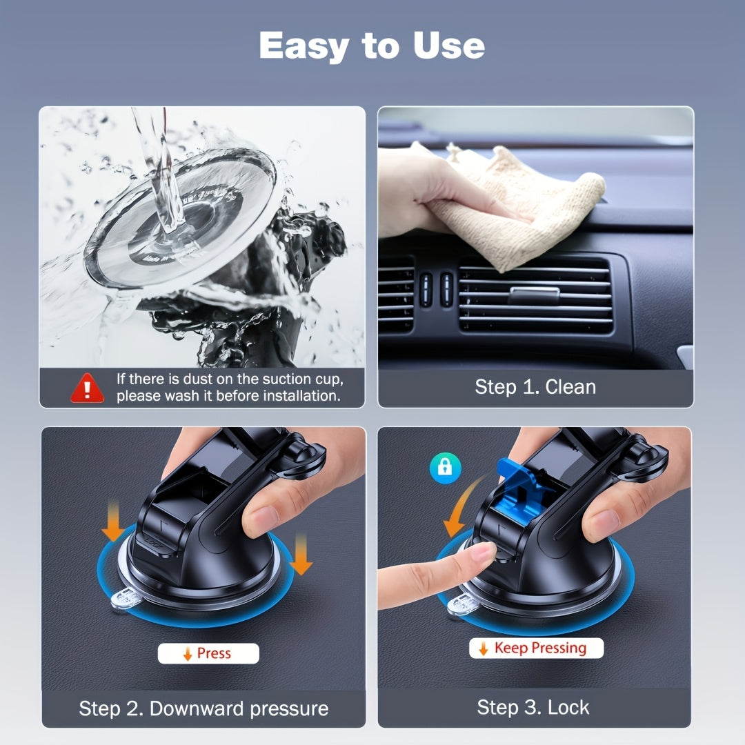 Universal Car Dashboard Phone Holder, Adjustable Viewing Angle, Hands-Free GPS Navigation Mount, ABS Grip, Compatible with All Smartphones
