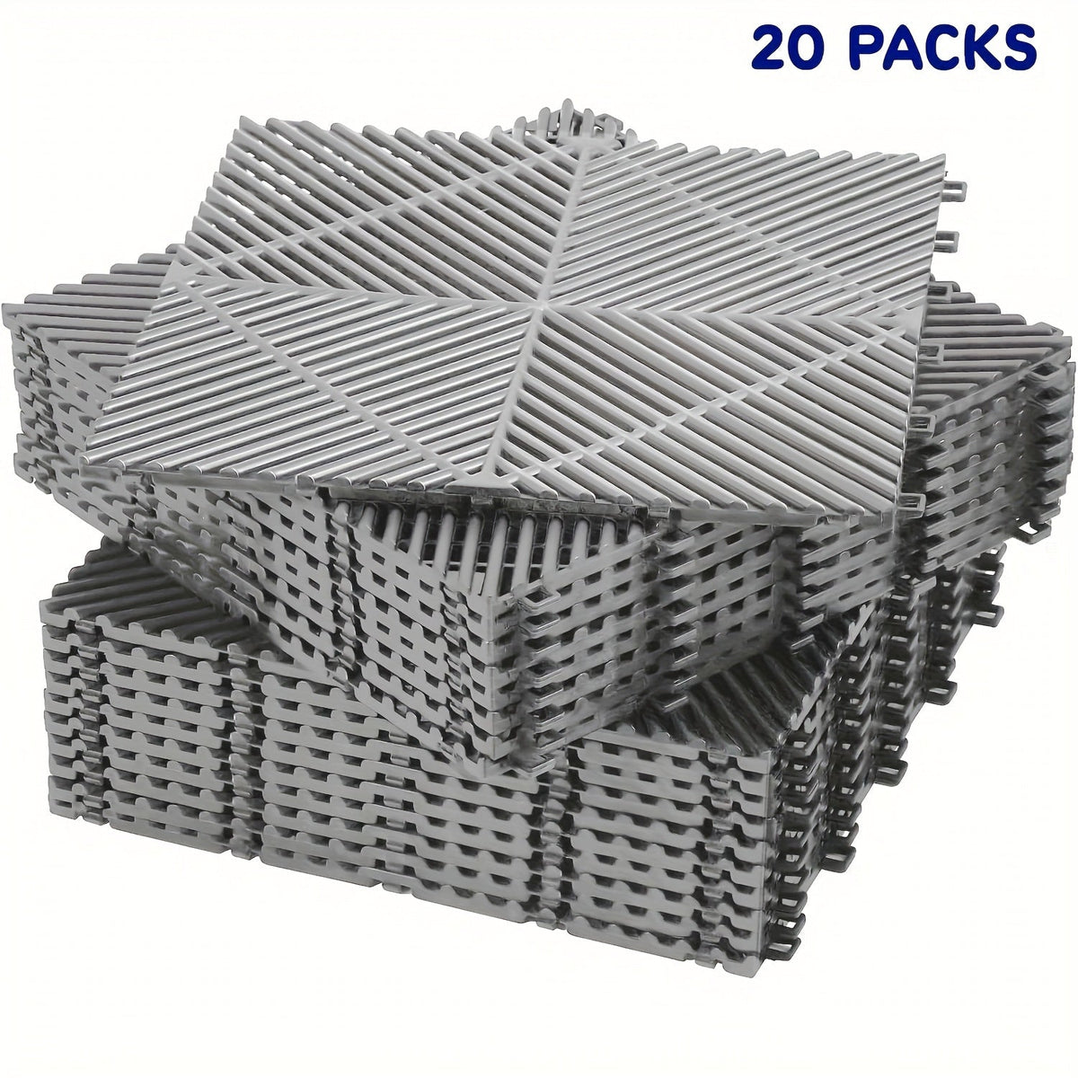 Interlocking Garage Floor Tiles 20 Pack – 16"x16" Drainage Floor Mats, Non-Slip PP Modular Tiles for Garage, Basement, Car Wash & Outdoor Use