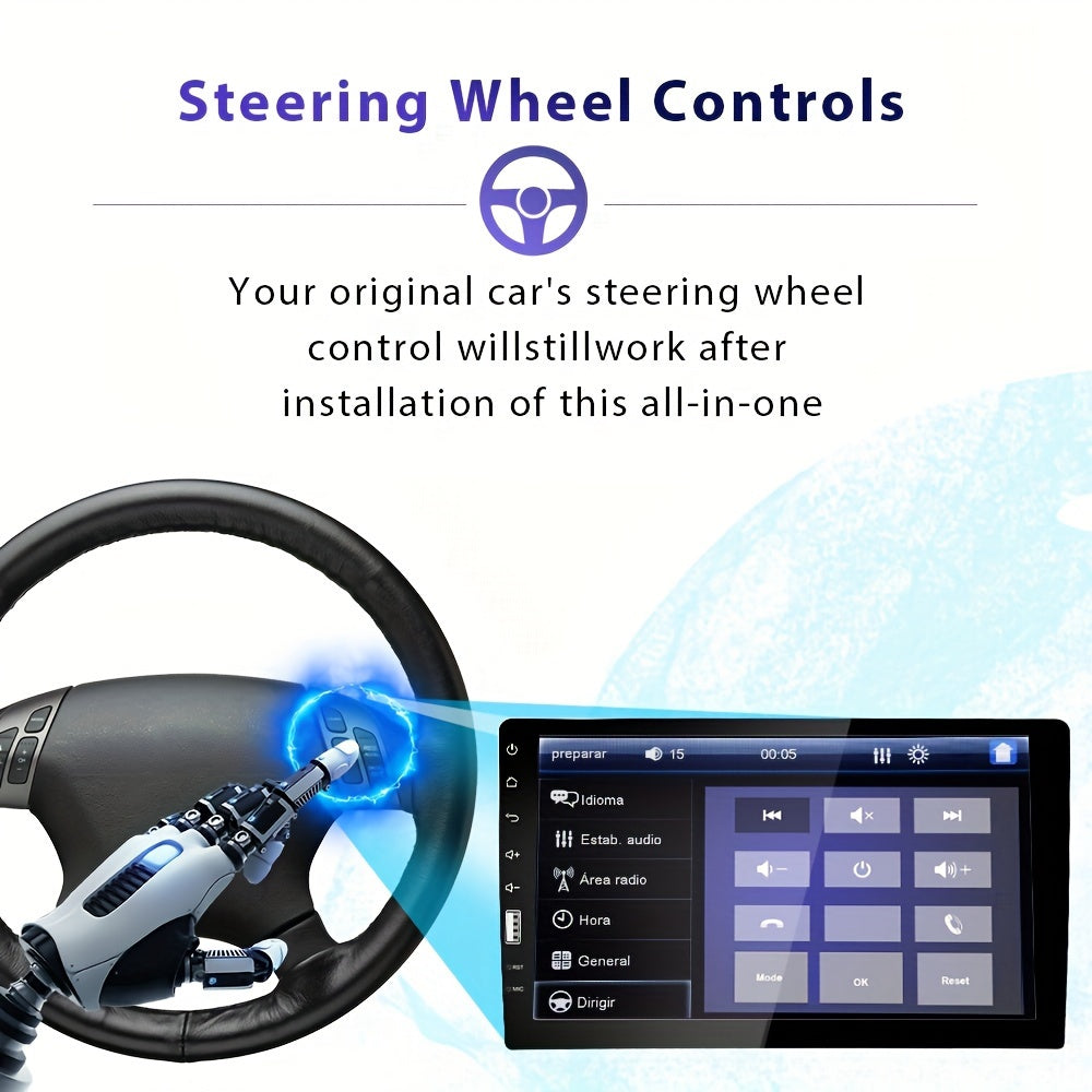 Hikity 1 DIN Car Stereo 9-Inch HD Touch Screen, MP5 Player, USB TF Card, Universal Autoradio Multimedia — Optional Rear View Camera