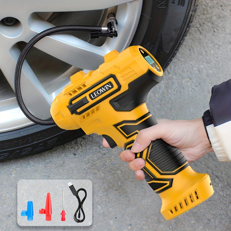 Cordless Tire Inflator 150 PSI – Auto-Shutoff, Digital Pressure Gauge, LED Light, Rechargeable Handheld Air Pump for Car, Motorcycle & Bike