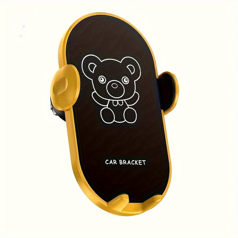 Car Air Vent Phone Holder Bear Cartoon Design, 360° Rotation Dashboard Navigation Mount, Universal Fit for All Smartphones, Cute Car Accessories