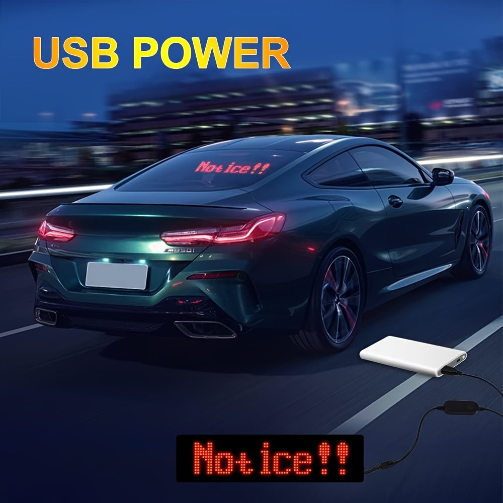 Programmable LED Car Sign 15x4in – Flexible Matrix Pixel Panel, USB Powered, App & Remote Control, DIY Animation & Text Display