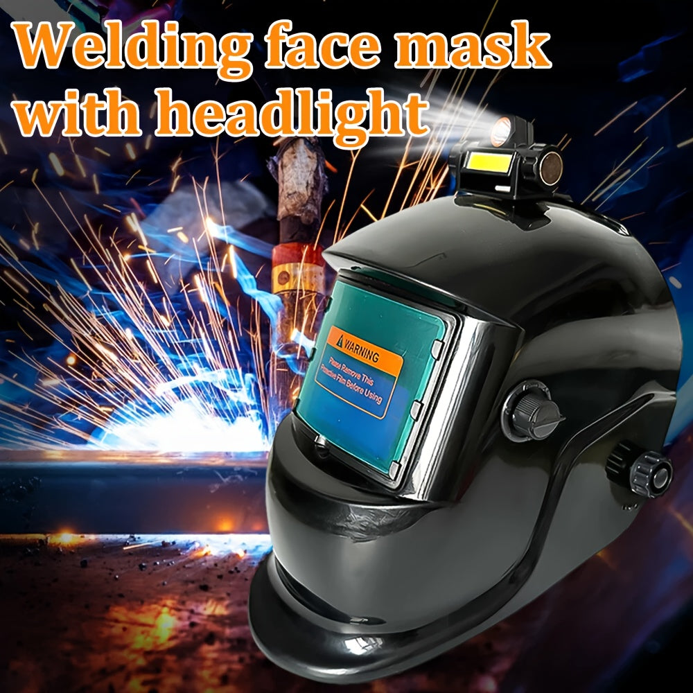 Auto-Darkening Welding Helmet, Large Viewing Screen True Color Solar Powered, Automatic Shade Adjustment for Welding & Grinding, Head-Mounted Welder Mask