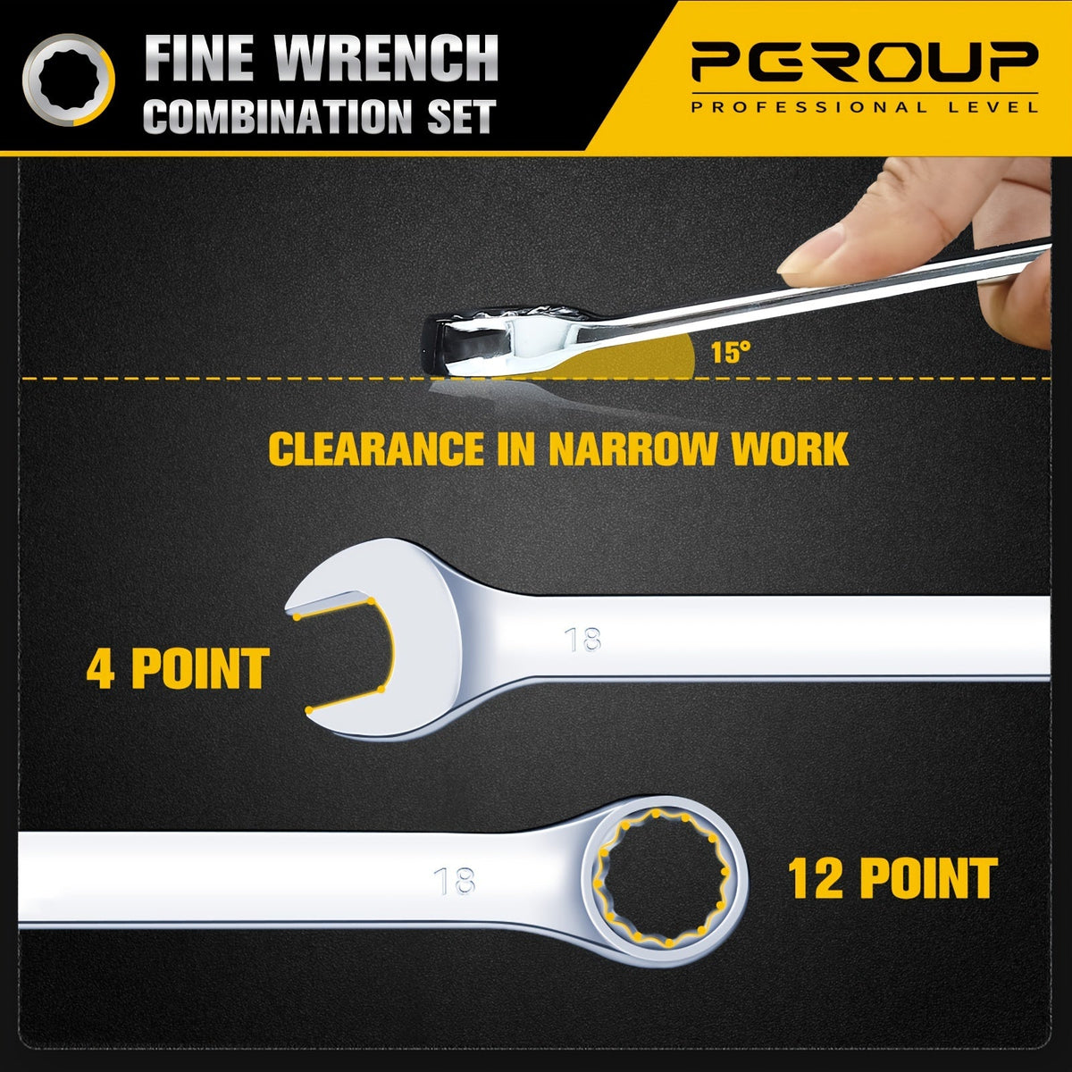 32-Piece Combo Wrench Set SAE & Metric – CR-V Steel, Long & Short Reach, 12-Point Box End, Mirror Chrome Polished | 6–19mm & 1/4–15/16"