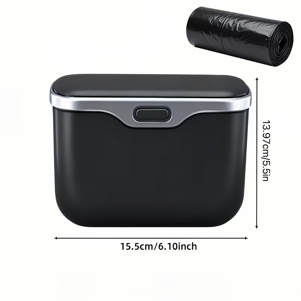 Car Trash Can with Lid ABS Microfiber – Collapsible Dry & Wet Garbage Bin | Trash Bags Included No-Punch Install Universal Fit Black