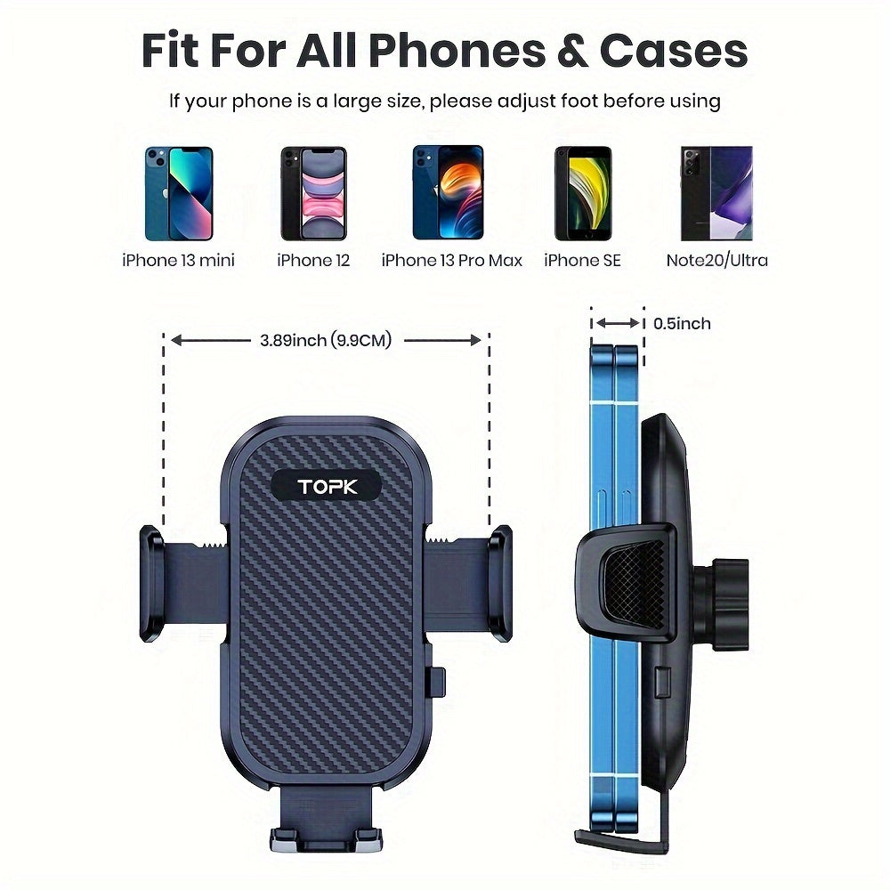 TOPK D38Z Car Phone Mount, Dashboard & Air Vent, Adjustable Horizontal & Vertical, Universal Fit for All Smartphones