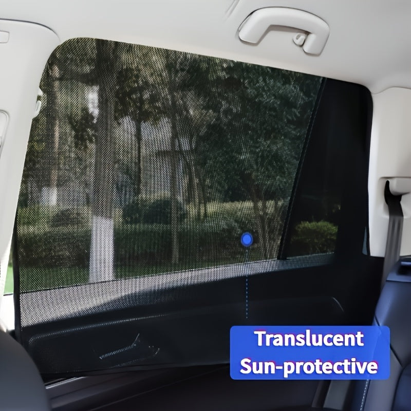 Magnetic Car Sunshade Curtains 4pcs – Black Mesh UV Protection & Heat Insulation, Easy Install on Window or Windshield