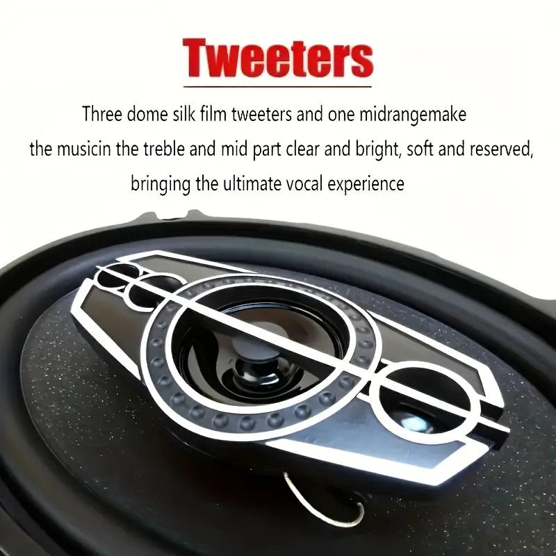 6x9 Car Speakers 5-Way Coaxial Full Range, 600W Stereo Car Door Speakers with Stainless Steel Frame, Universal Vehicle Audio System Upgrade for Cars Trucks, 2-Pack Modern Car Stereo Speakers