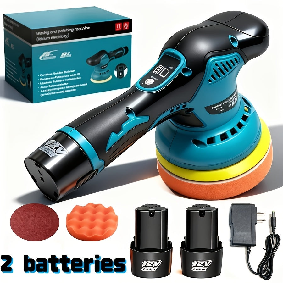Cordless Car Polisher 5-Inch 8-Speed 5000RPM Battery-Powered Orbital Buffer for Car Detailing Scratch Removal Paint Correction by BOURVILL