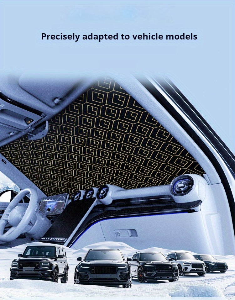 Car Windshield Sunshade 5-Layer Laser Insulation - Thickened UV Heat Blocker, Diamond Pattern, Fits Toyota Sienna Tundra Ford F150 & Universal Sizes, Gold Black