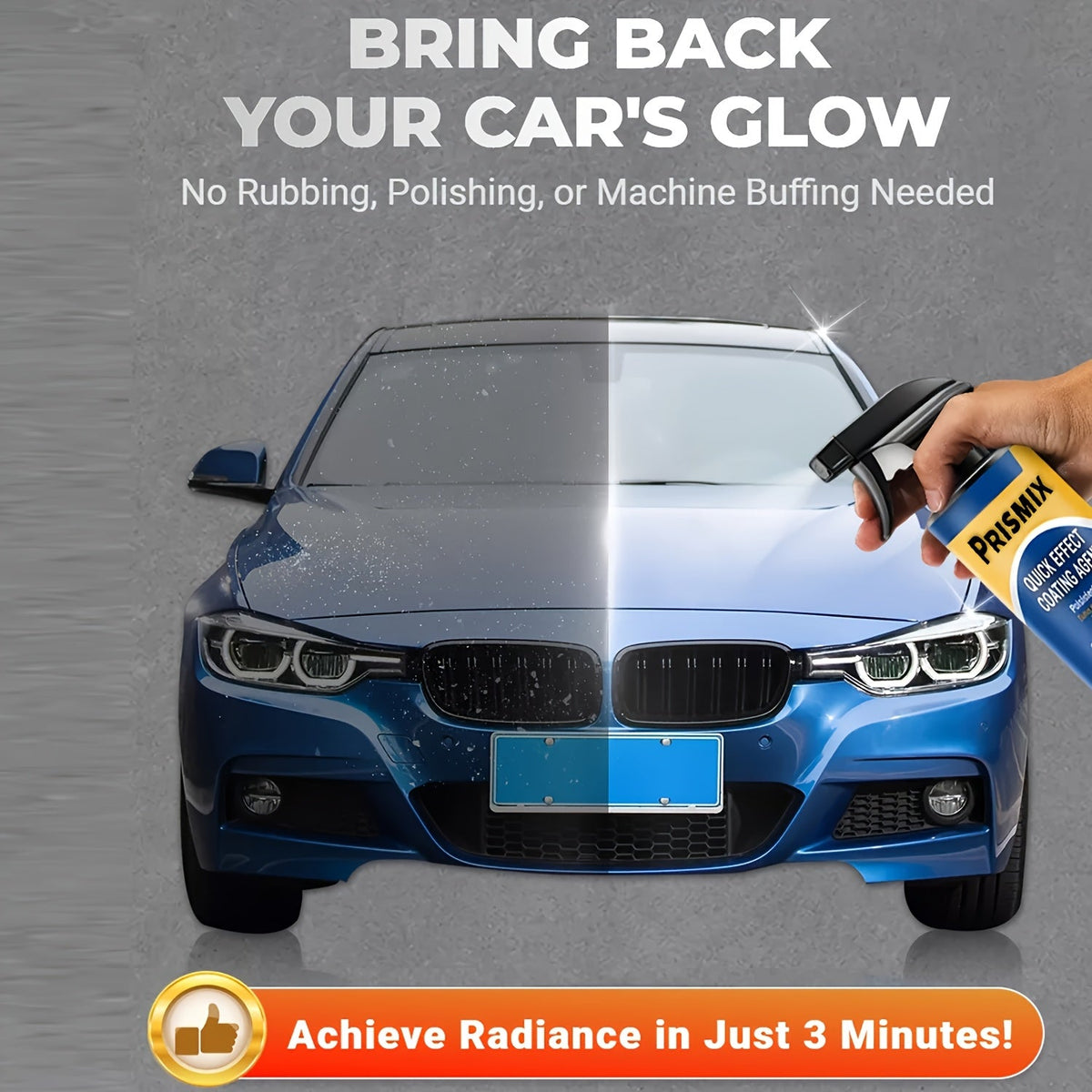 Ceramic Coating Spray for Cars, Nano Protective Paint Sealant, Polish & Wax, Scratch Repair, Plastic Restorer — 1 or 3 Pack