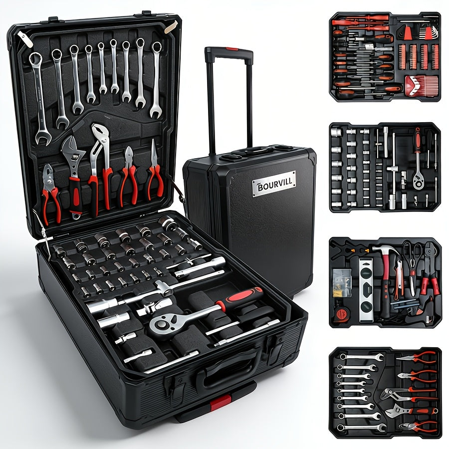Professional Tool Set 52pcs Portable Toolbox Multi-Function Home Car Repair Kit for DIY Enthusiasts Mechanics Gift White Black