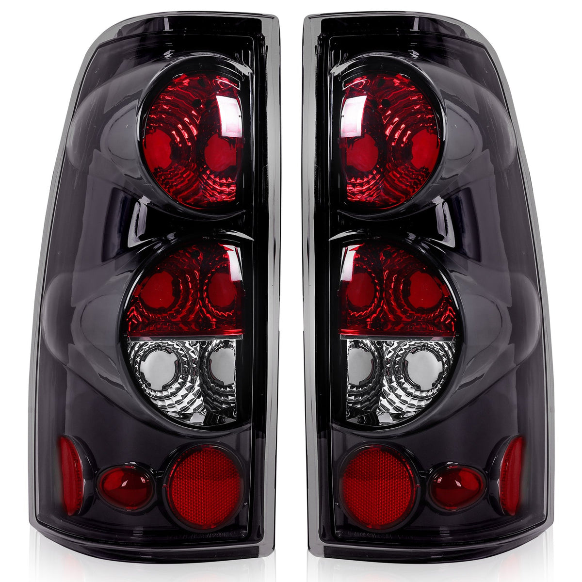 Tail Lights for Chevy Silverado 1500 2500 3500 1999-2006 & GMC Sierra 1999-2003, Direct Replacement Pair, Black Housing Red Lens / Smoked Gray, Polycarbonate Lens