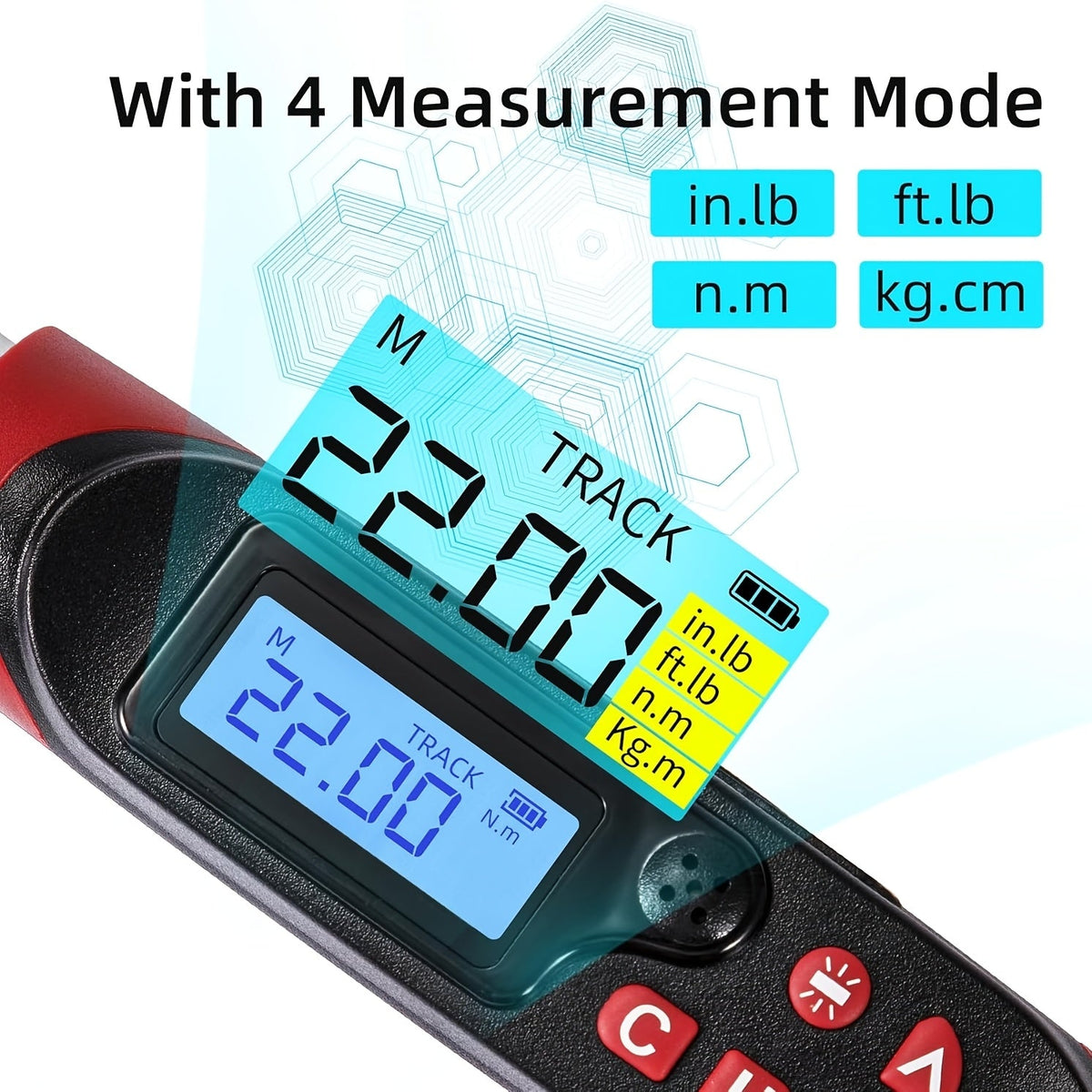 Digital Torque Wrench 1/2" & 3/8" Drive, LCD Display Buzzer & LED Alert, 4-Mode Cr-V, ±1% Accuracy, Preset & Data Storage, for Bike Motorcycle Auto Repair