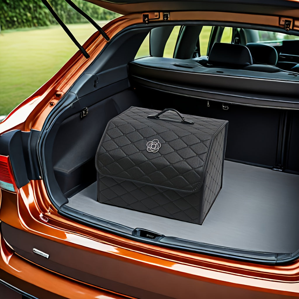 Car Trunk Organizer Foldable Large Capacity - Collapsible Cargo Storage Box for SUV Truck Van, Sturdy Reinforced Walls, Black White, Small & Large