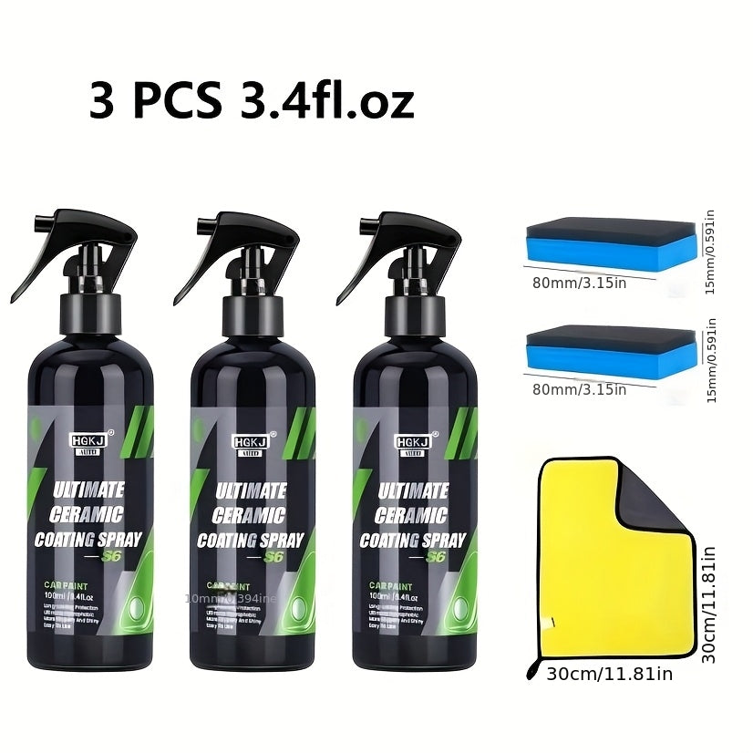 Ceramic Car Coating Spray – Paint Protection & Renewal Agent, Fast-Acting Hydrophobic Shield for All Car Surfaces | Multi-Size Options